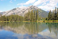 18 Bow River In The Morning With Mount Norquay From Bow River Bridge In Banff In Summer.jpg